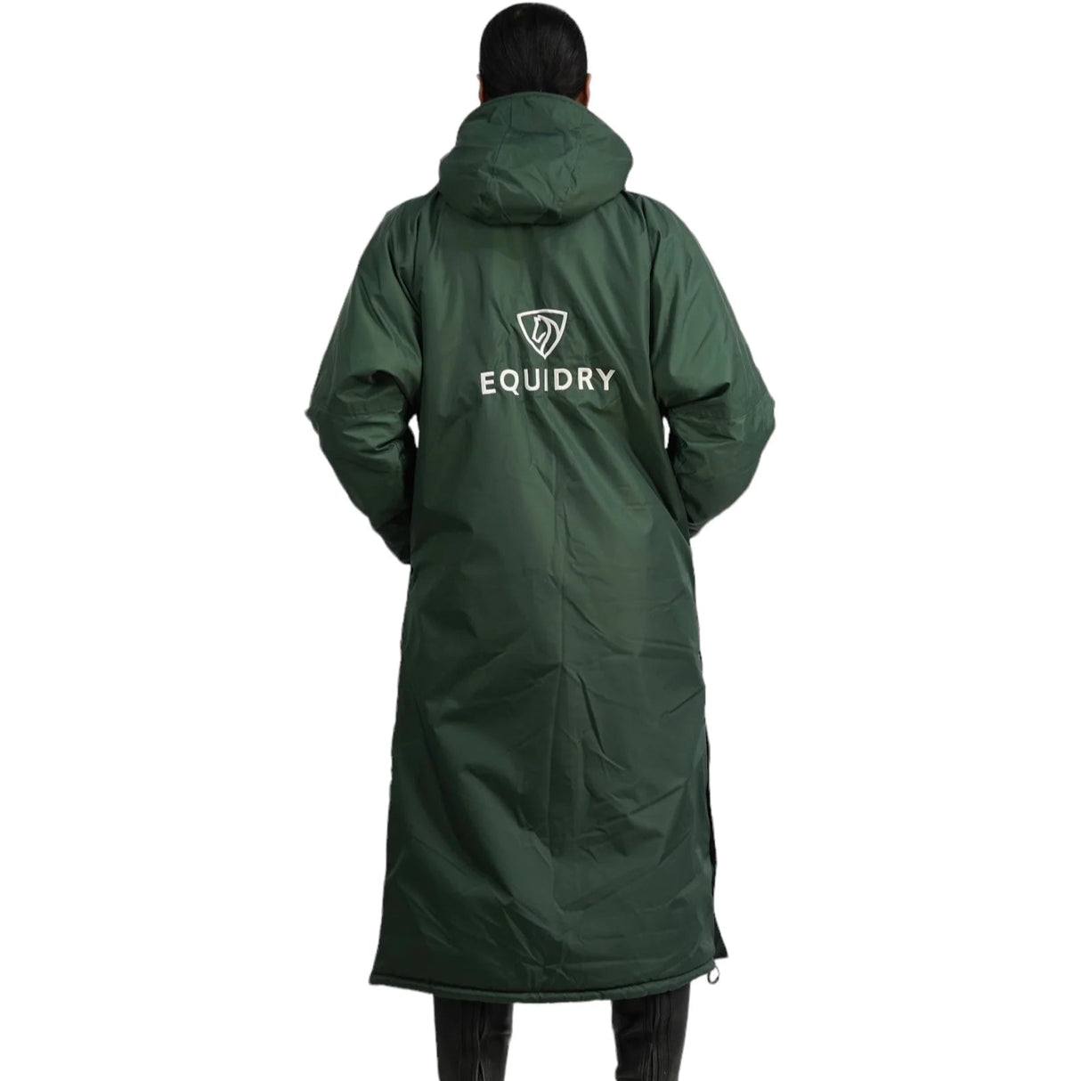 EQUIDRY Women's Thick Fleece Evolution Fixed Hood #colour_black-forest-green-cream