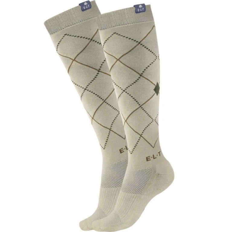 E.L.T Argyle Riding Socks #colour_beige-grey