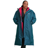 EQUIDRY Women's Thick Fleece Evolution Stowaway Hood #colour_teal-peacock-pink