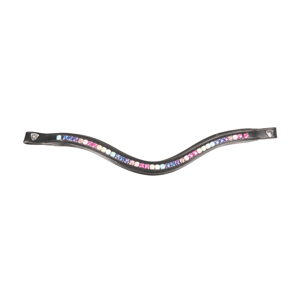 ProPresicce Signature Curved Diamante Browband by Hy Equestrian #colour_black-with-rainbow-diamantes
