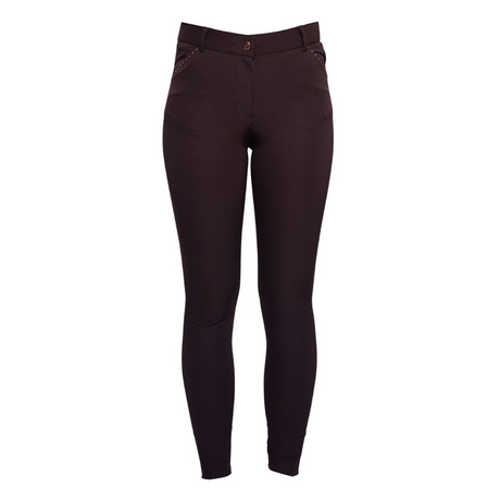 HKM Ladies Silicone Full Seat Riding Breeches -Rosegold Glamour- #colour_brown-rose-gold