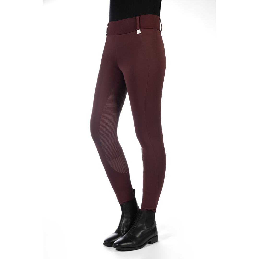 HKM Women's Silicone Full Seat Riding Tights -Livigno- #colour_bordeaux