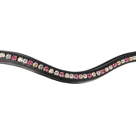 ProPresicce Signature Curved Diamante Browband by Hy Equestrian #colour_black-with-pink-silver-taupe-diamantes