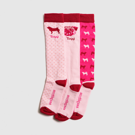 Toggi Pug Socks 3 Pack #colour_pink-red