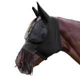 Waldhausen Puck Fly Mask With Nose Fringes #colour_black