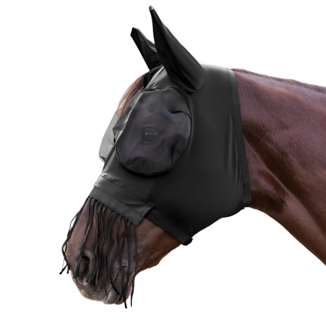 Waldhausen Puck Fly Mask With Nose Fringes #colour_black