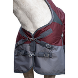HKM 600D 100g High Neck Turnout Rug -Yukon- #colour_darkred-grey 