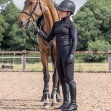 EQUIDRY Women's Water Repellent Leggings #colour_black-lilac