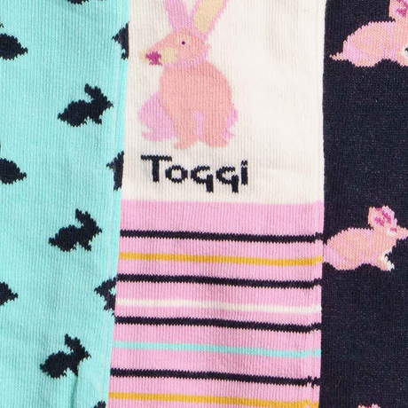 Toggi Rabbit Socks 3 Pack #colour_turquoise-pink-navy