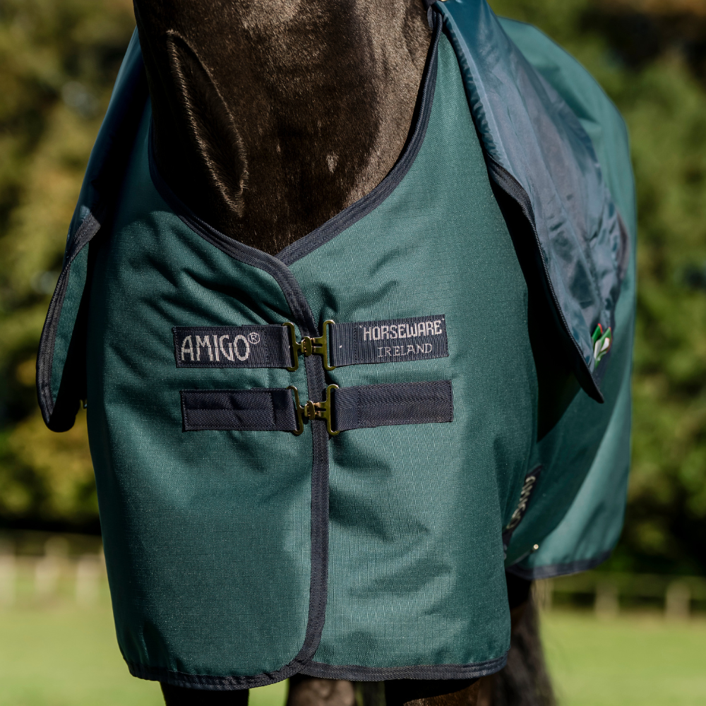 Horseware Ireland Amigo Ripstop 900D Plus 200g Pony Turnout Rug #colour_dynasty-green-navy-silver