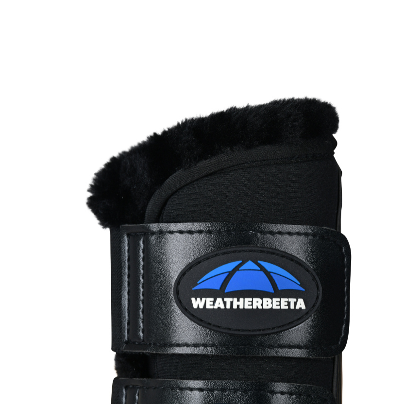 Weatherbeeta Tough-Tec Comfy Fleece Brushing Boots #colour_black-black