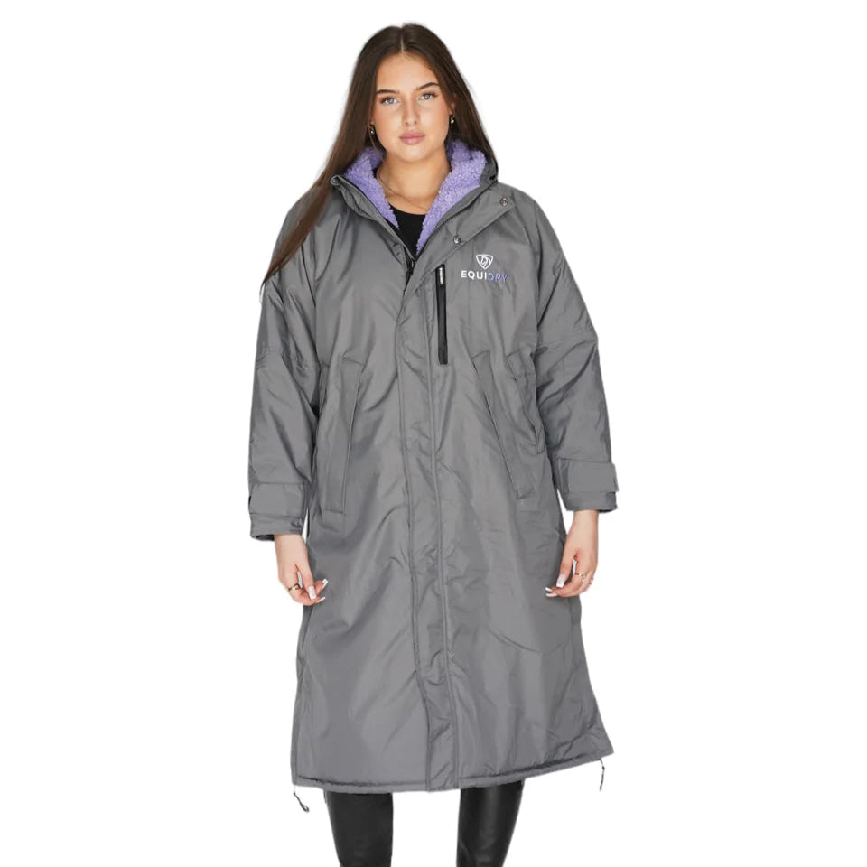 EQUIDRY Women's Thick Fleece Evolution Fixed Hood #colour_grey-lilac