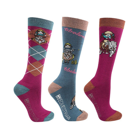 Chaussettes Hy Equestrian Thelwell Collection Pony Friends - Paquet de 3