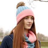 Hy Equestrian Synergy Luxury Bobble Hat and Snood Bundle #colour_aqua-rose