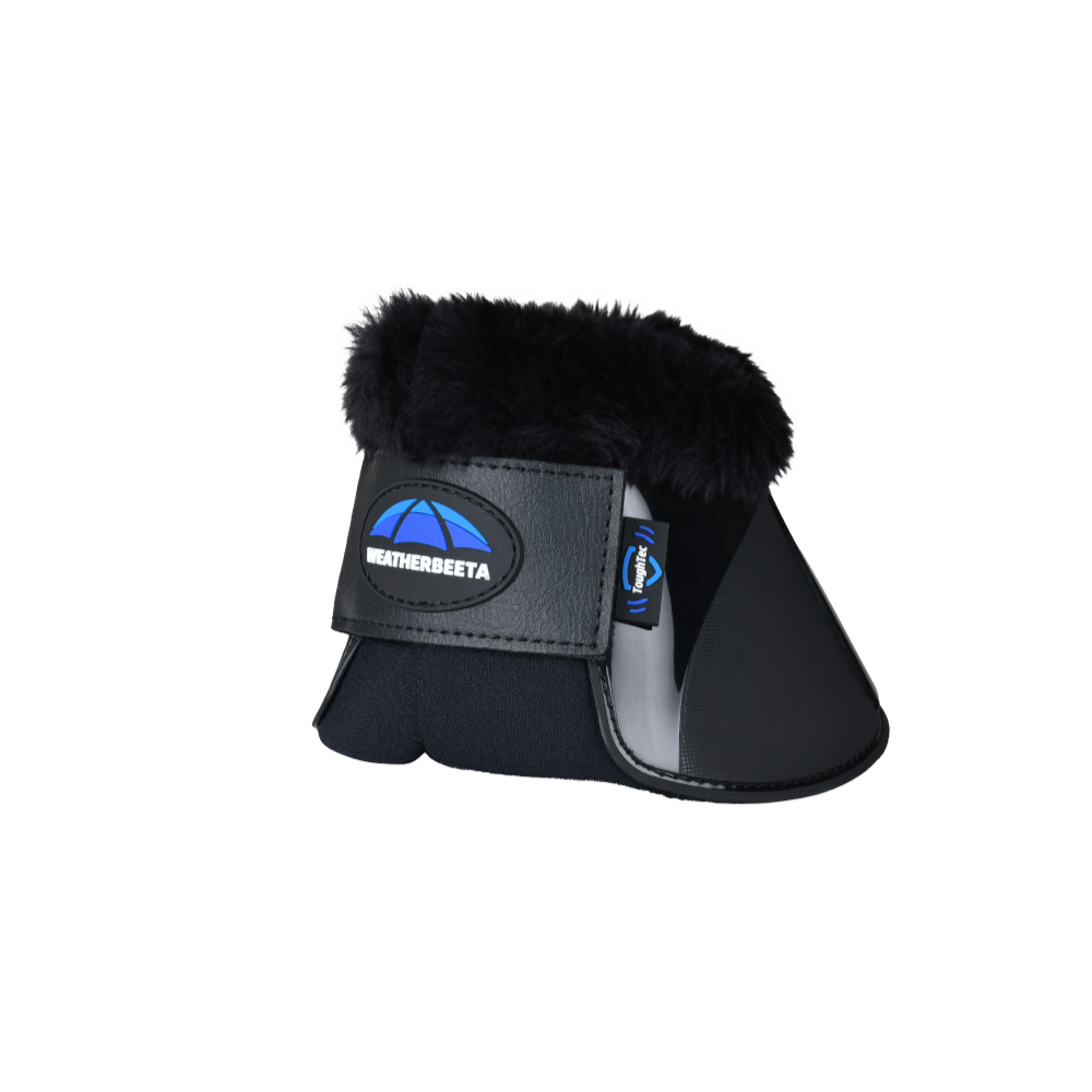 Weatherbeeta Tough-Tec Impact Fleece Trim Bell Boots #colour_black-black