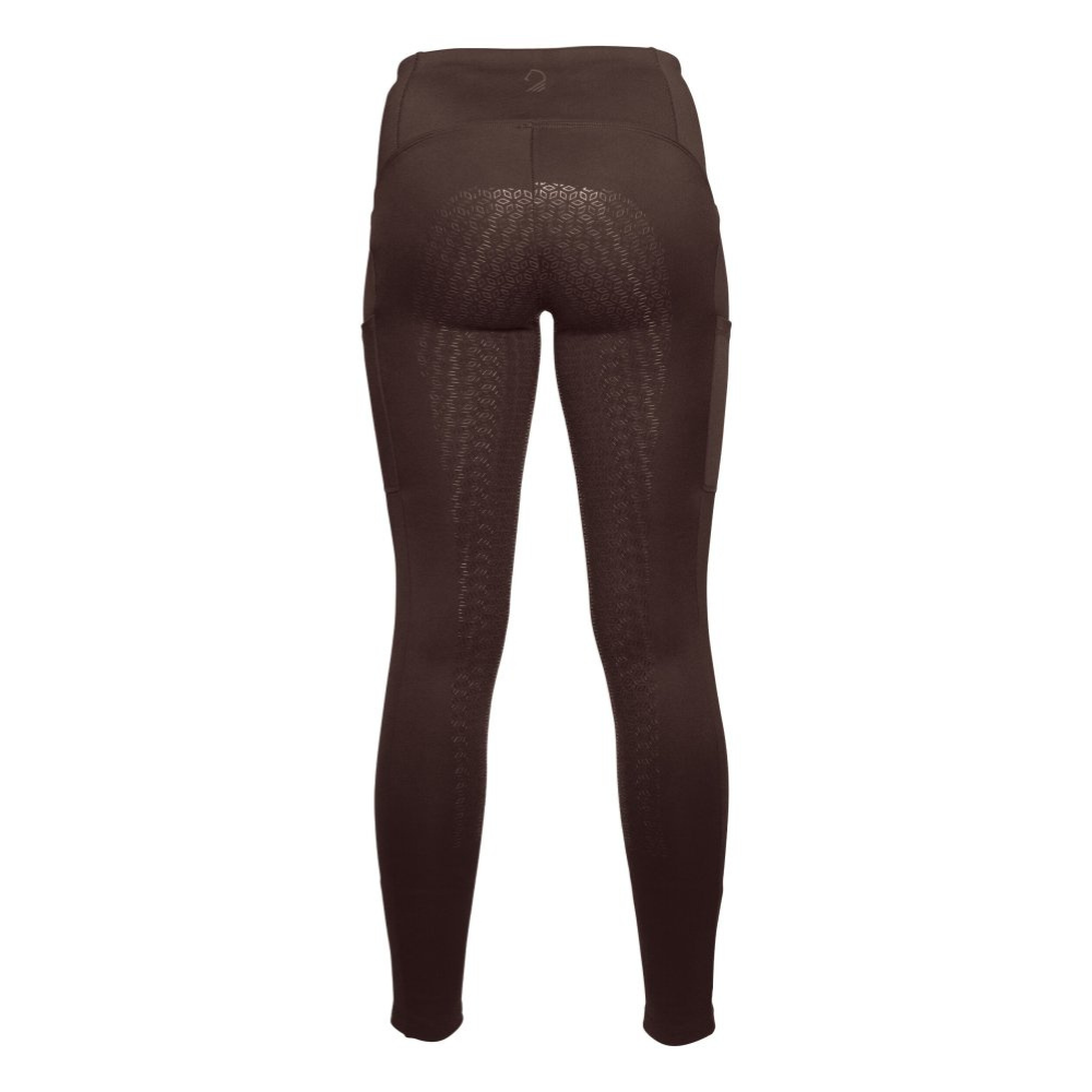 HKM Ladies Silicone Full Seat Riding Leggings -Arezzo- #colour_dark-brown