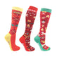 Hy Equestrian Christmas Cross Stitch Socks Pack of 3 #colour_red-green-gold