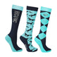 HYCONIC Pattern Socks by Hy Equestrian Pack of 3 #colour_navy-teal