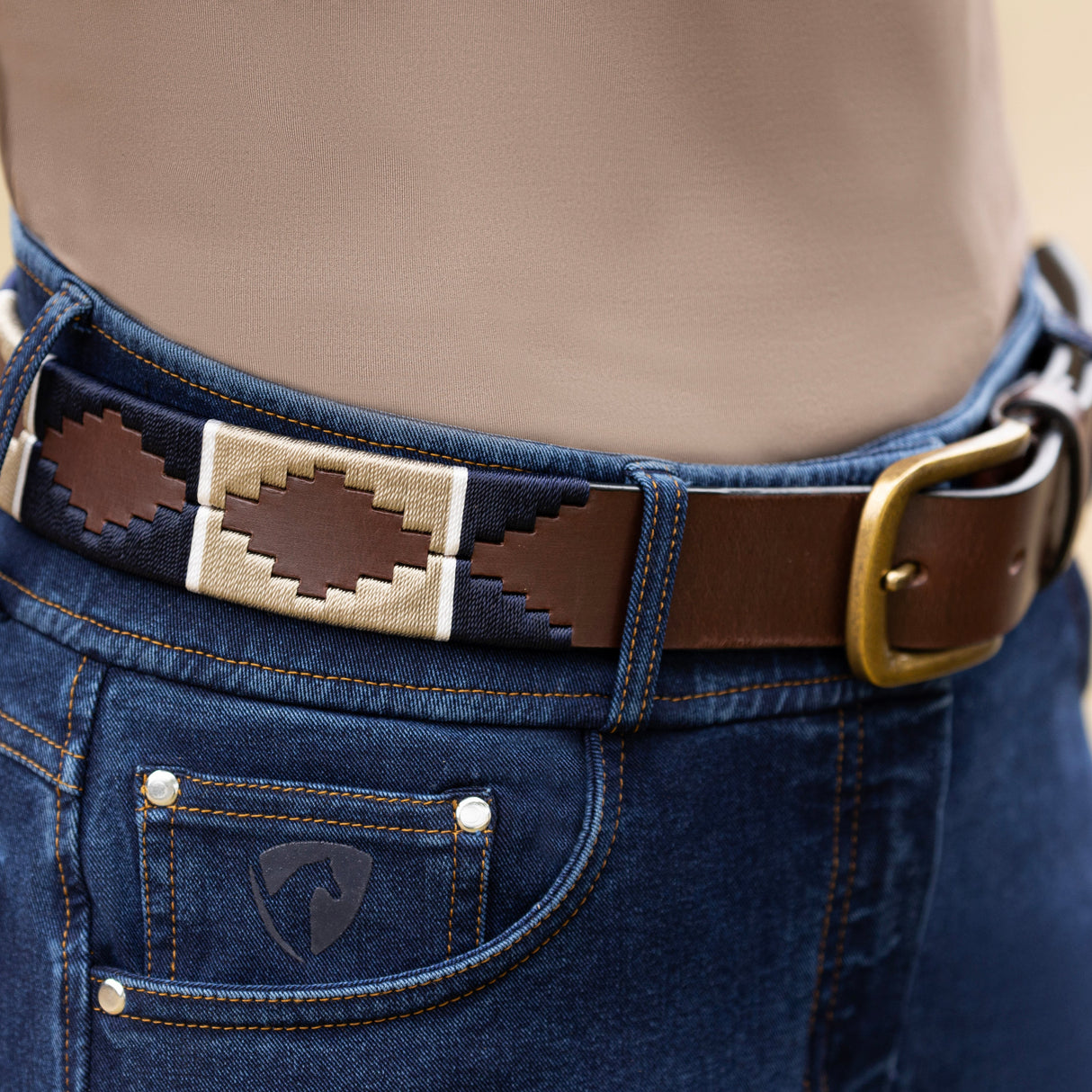 Hy Equestrian Elevate Polo Belt #colour_navy-fossil