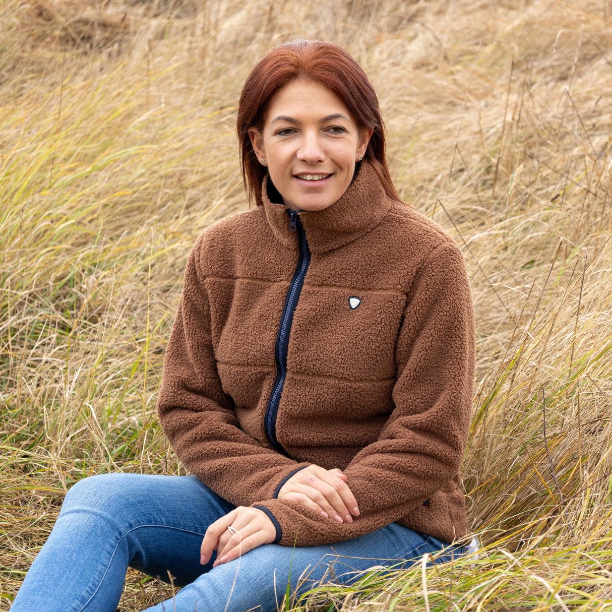 Hy Equestrian Elevate Style Teddy Fleece Jacket #colour_brown