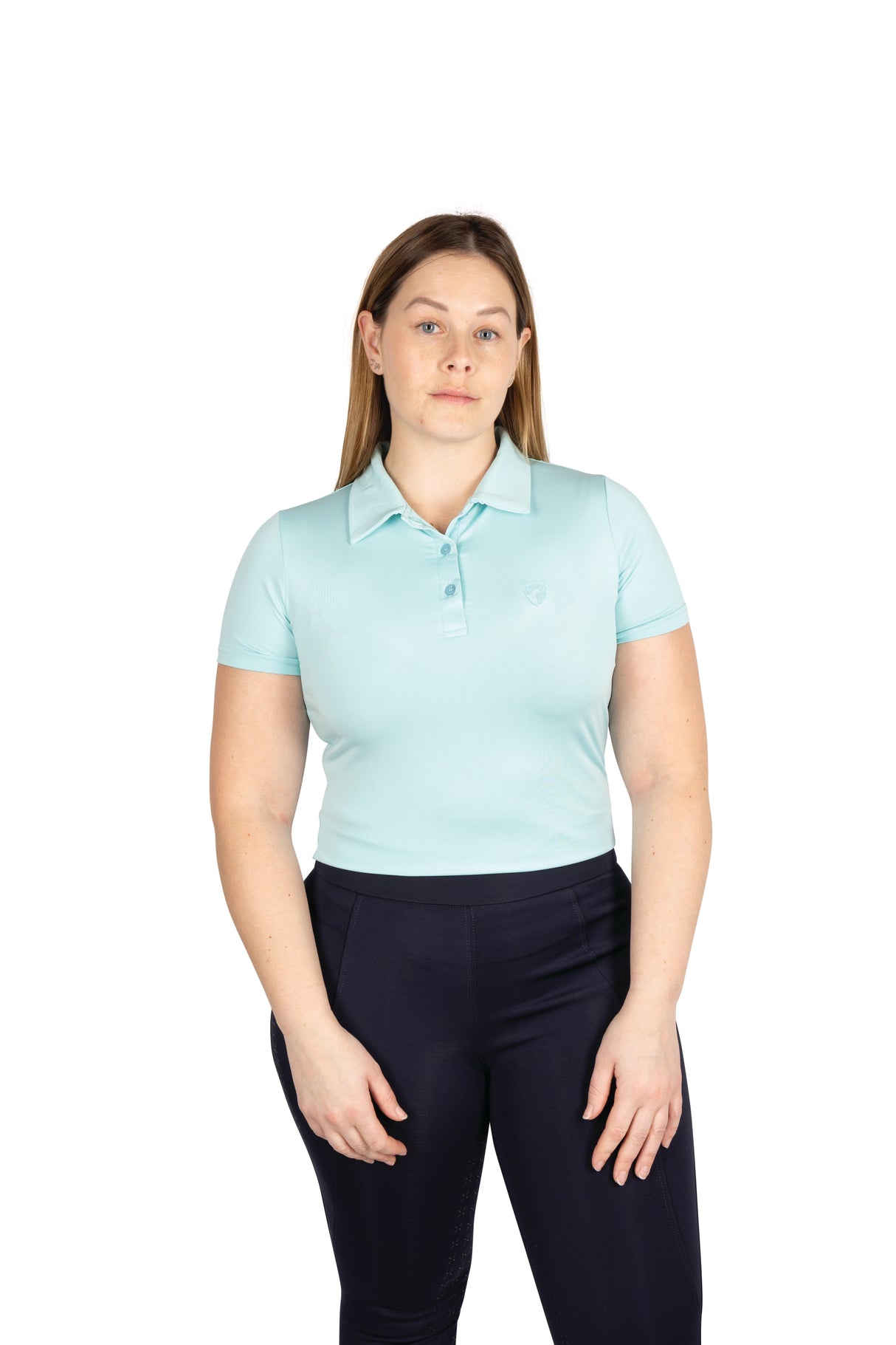 Hy Equestrian Ladies Elevate Essential Polo Shirt #colour_ice-blue