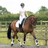 Hy Equestrian Shimmer Riding Gloves #colour_white-with-navy-rose-gold-diamantos