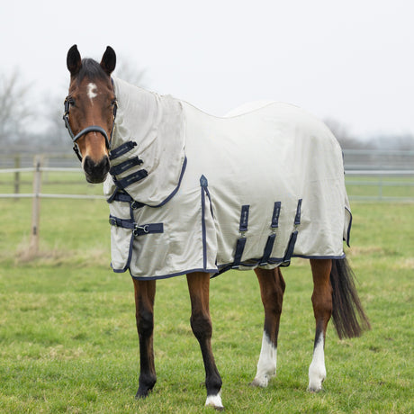 DefenceX Shield Rain-Repel Mesh Combi Fly Rug #colour_grey-navy