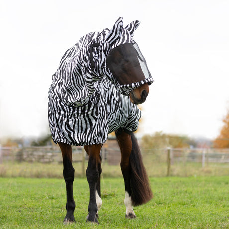 Hy Equestrian Sweet Itch Zebra Fly Mask #colour_black-white