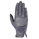 Hy Equestrian Shimmer Riding Gloves #colour_navy-with-navy-rose-gold-diamantes