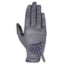 Hy Equestrian Shimmer Riding Gloves #colour_navy-with-navy-rose-gold-diamantes