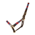 Hy Equestrian Polo Leather Head Collar #colour_navy-red