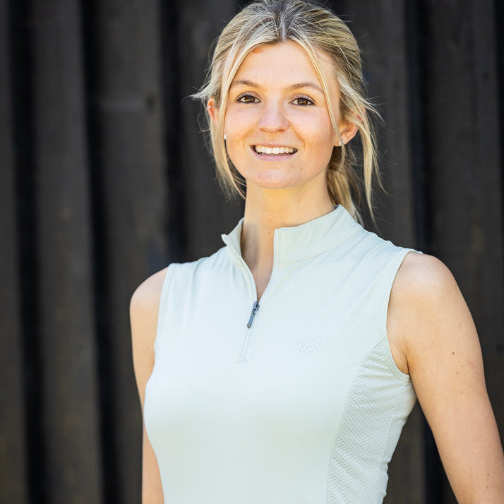 Woof Wear Ladies Sleeveless Tech Riding Shirt #colour_sage-green