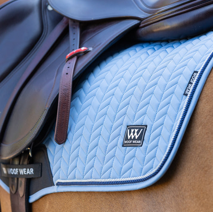 Woof Wear Herringbone Close Contact Saddle Pad #colour_steel-blue