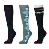 Dublin 3 Pack Socks Adults #colour_emerald-green-horses