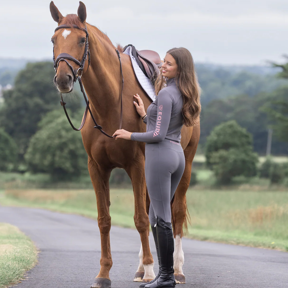 EQUIDRY Women's Water Repellent Leggings #colour_grey-pink