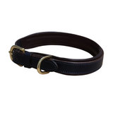 Mackey Padded Leather Dog Collar #colour_navy-brown