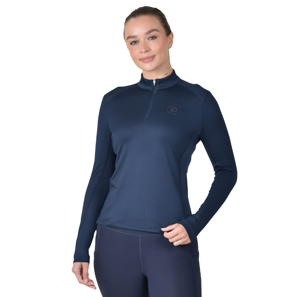 Dublin Ladies Breathable Long Sleeve Riding Top #colour_navy