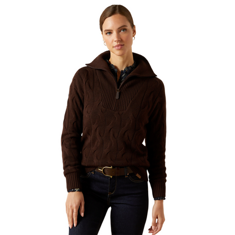 Ariat Women's Alamere 1/2 Zip Sweater #colour_coffee-bean