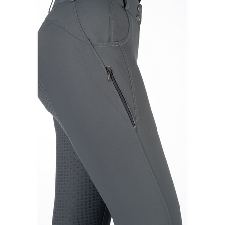 HKM Women's Silicone Full Seat Riding Breeches -Ari Mid Rise- #colour_grey