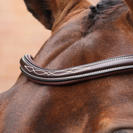 Shires Velociti LUSSO Opus 180M Dressage Cavesson Bridle #colour_havana
