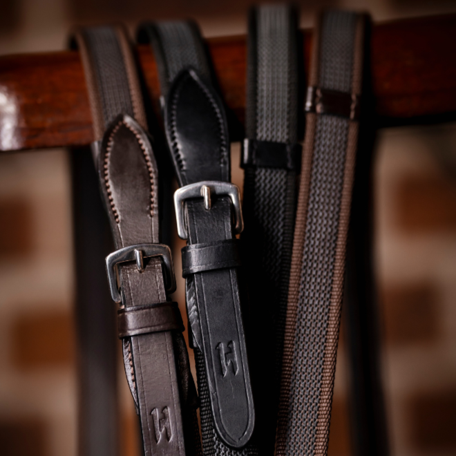 Horseware Ireland Rubber Grip Continental Reins #colour_black-brown