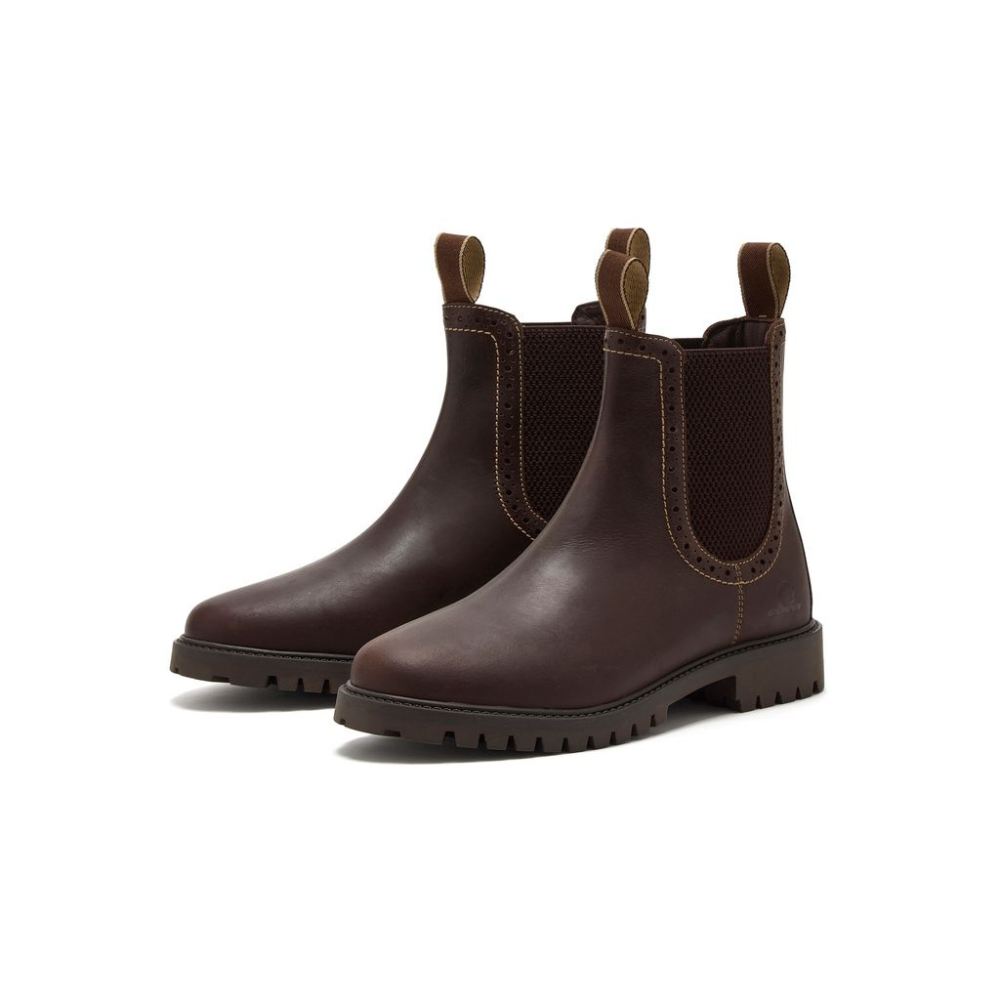Chatham Ladies Moreton Brogue Chelsea Boots #colour_dark brown