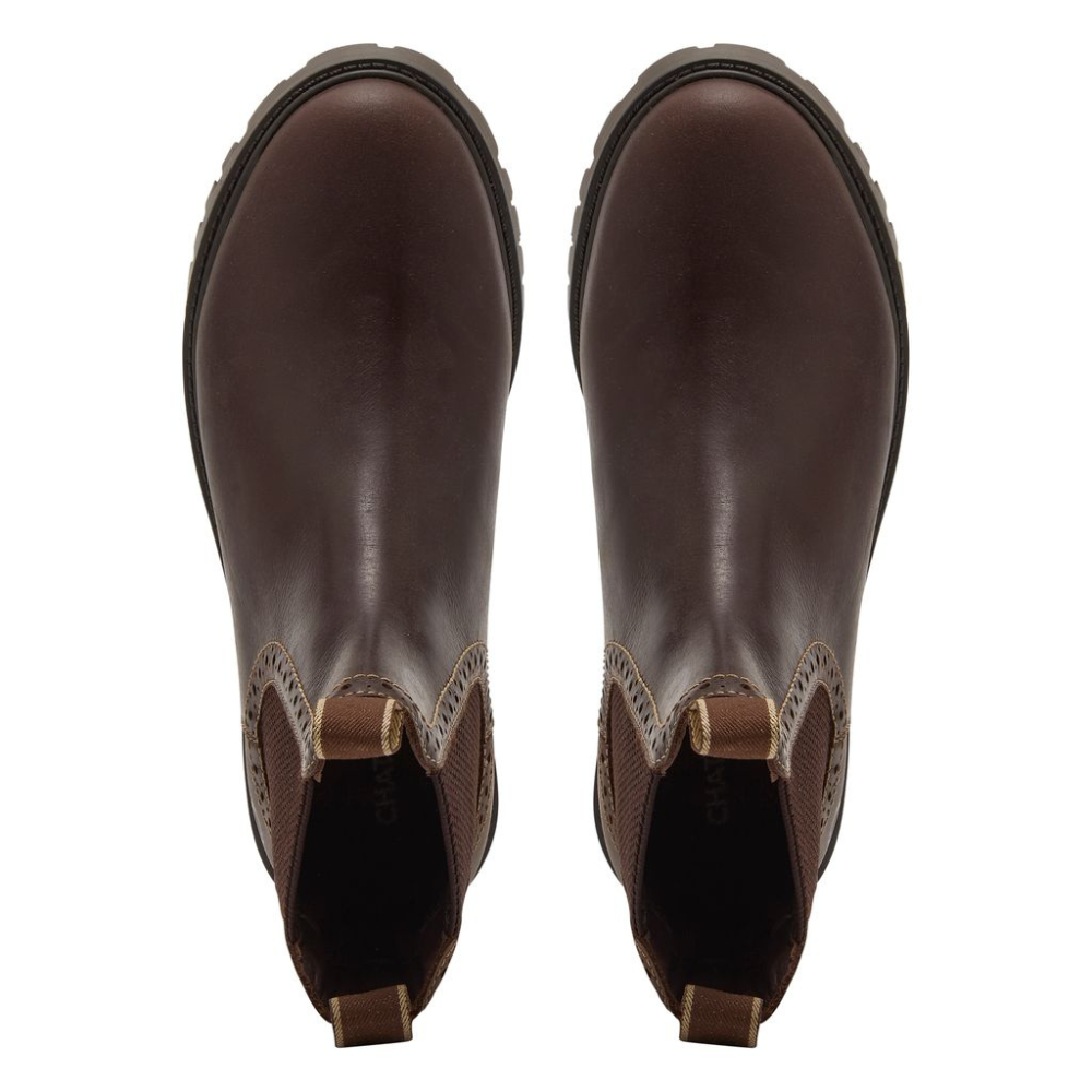 Chatham Ladies Moreton Brogue Chelsea Boots #colour_dark brown