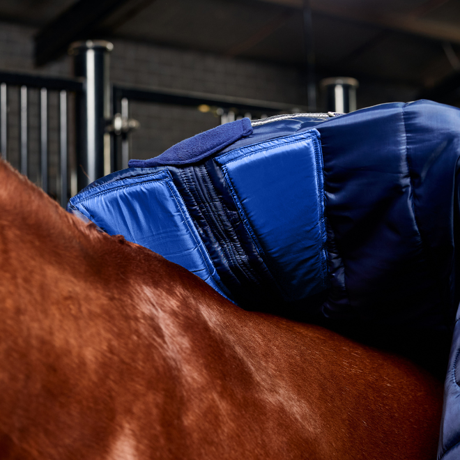 Weatherbeeta Comfitec PP Channel Quilt 220G Detach-A-Neck Stable Rug #colour_navy-charcoal