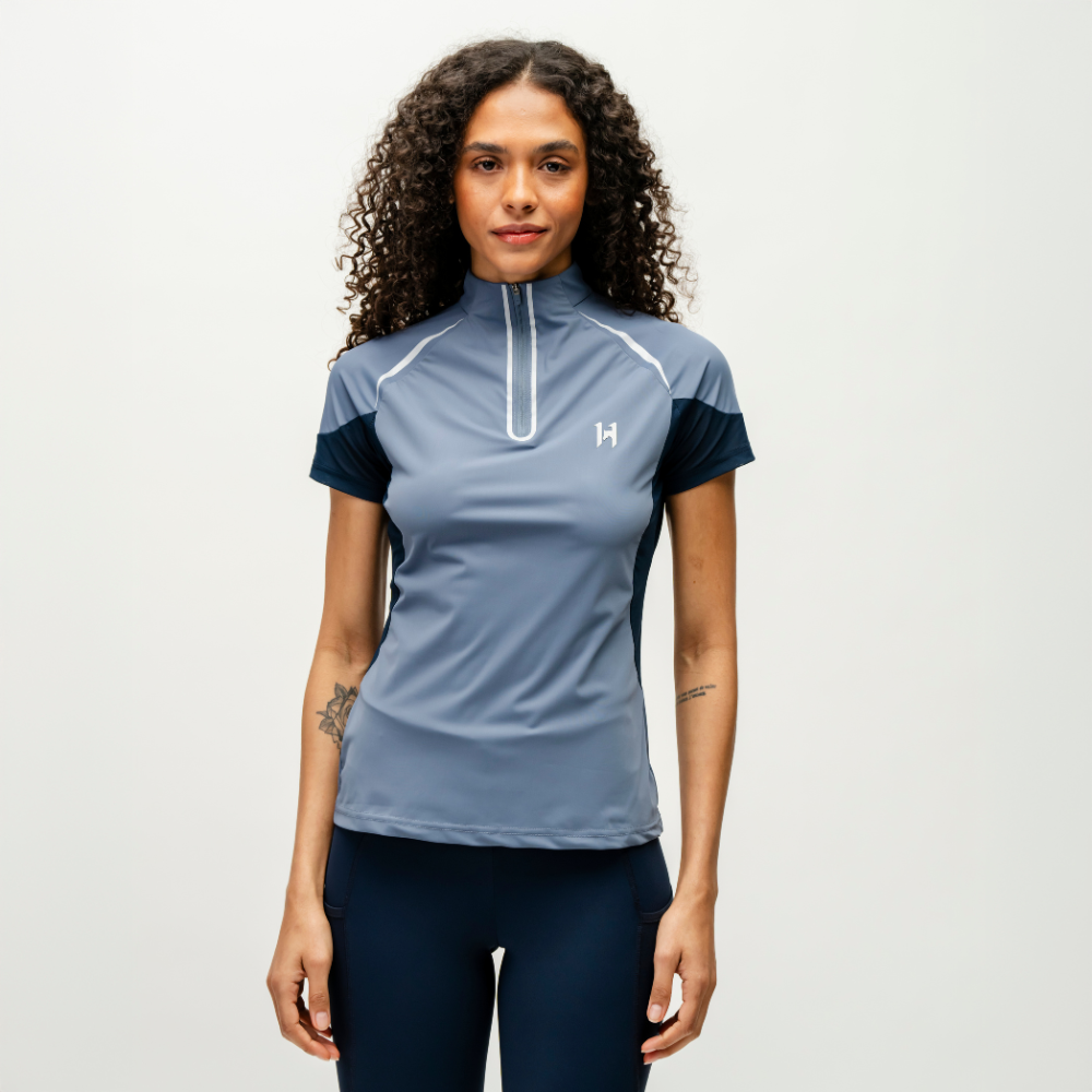 Horseware Ireland Stamina Short Sleeve 1/4 Zip Top #colour_blue