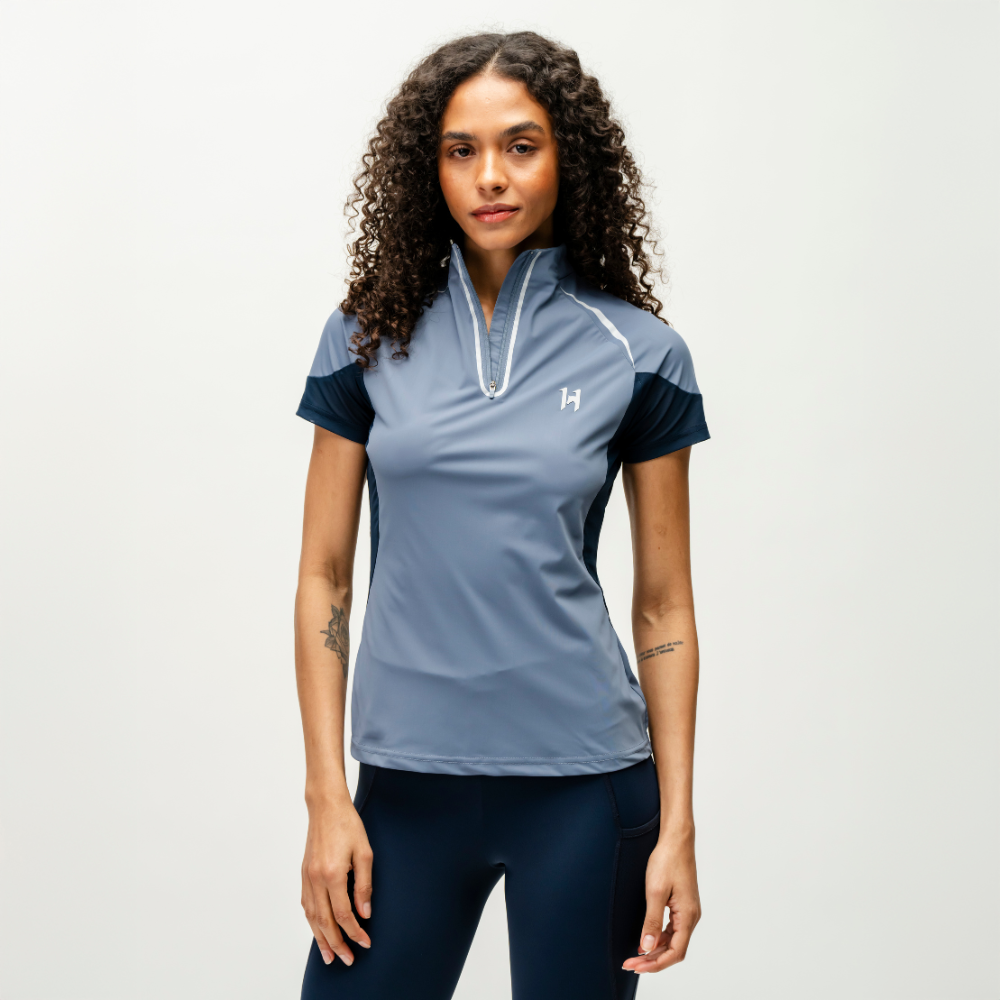 Horseware Ireland Stamina Short Sleeve 1/4 Zip Top #colour_blue
