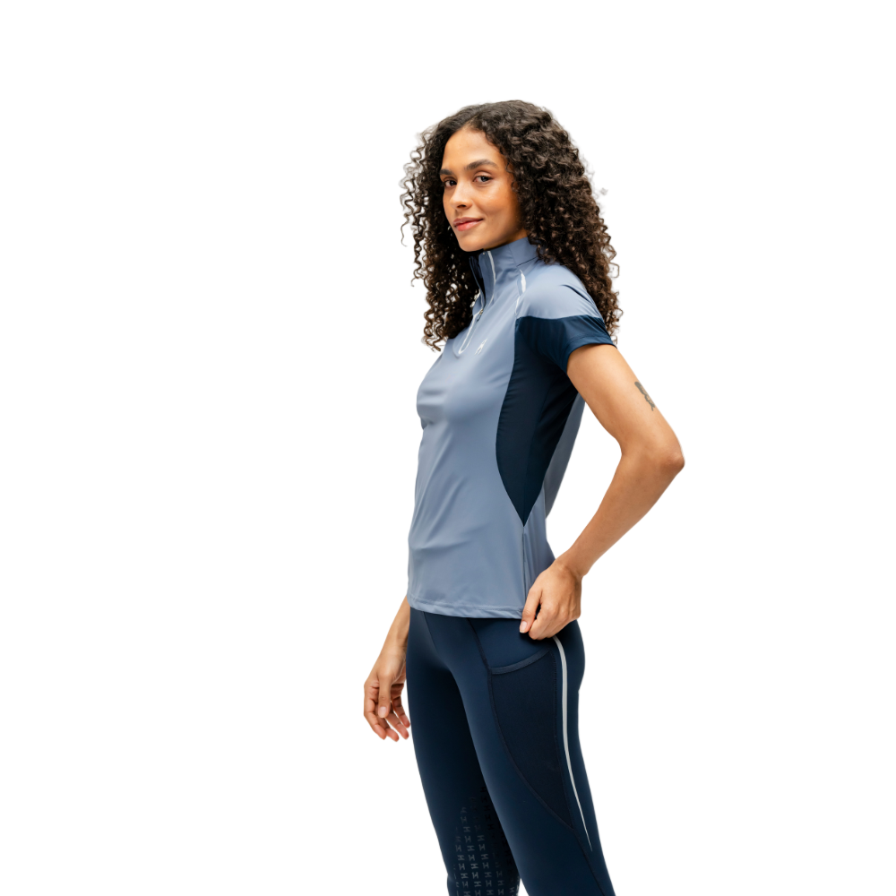 Horseware Ireland Stamina Short Sleeve 1/4 Zip Top #colour_blue
