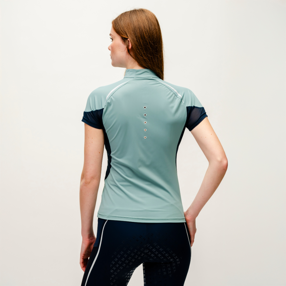 Horseware Ireland Stamina Short Sleeve 1/4 Zip Top #colour_sage