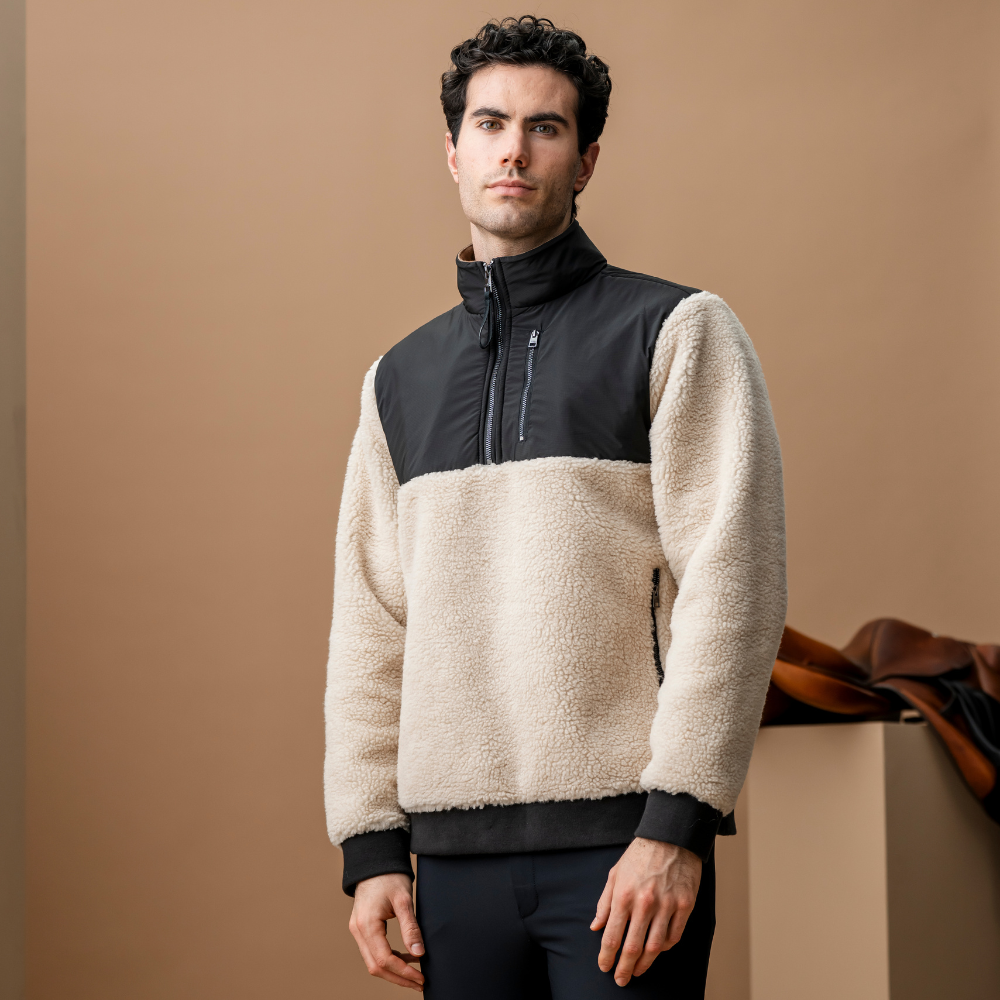 Alessandro Albanese Men's Lorenzo Half Zip Borg Fleece #colour_sand