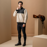 Alessandro Albanese Men's Lorenzo Half Zip Borg Fleece #colour_sand